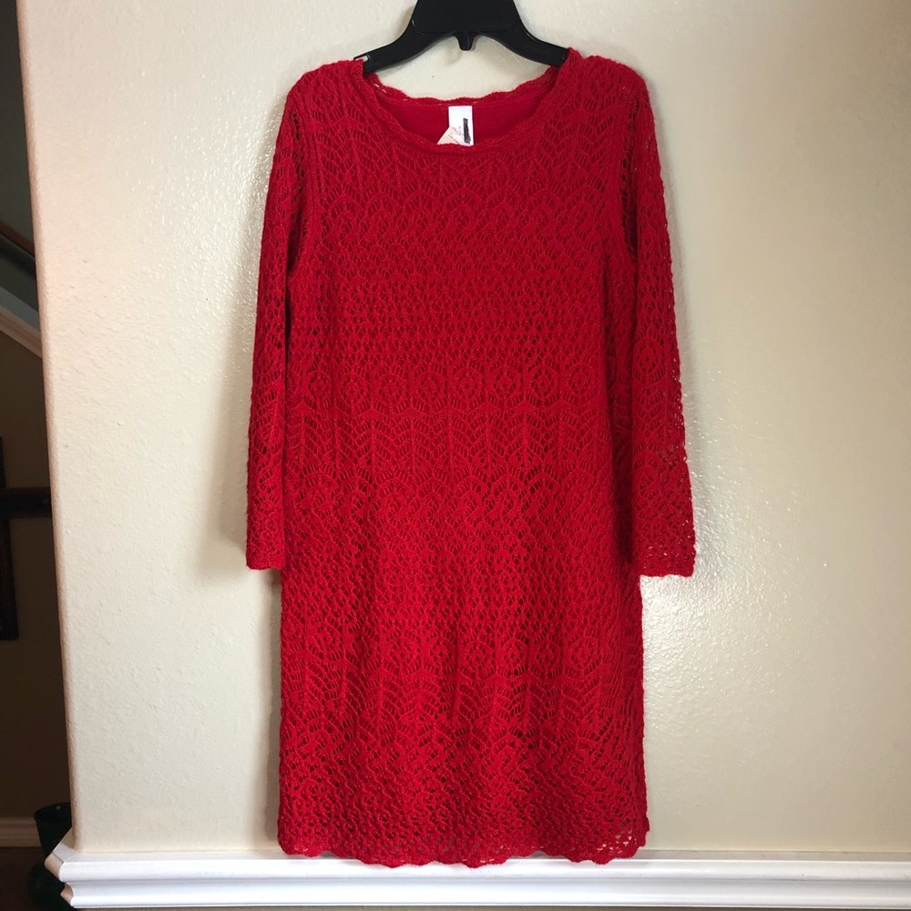 ✏️Cat & jack red crochet dress NWT